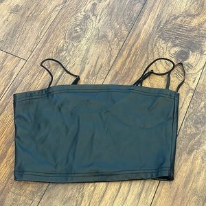 leather spandex crop top